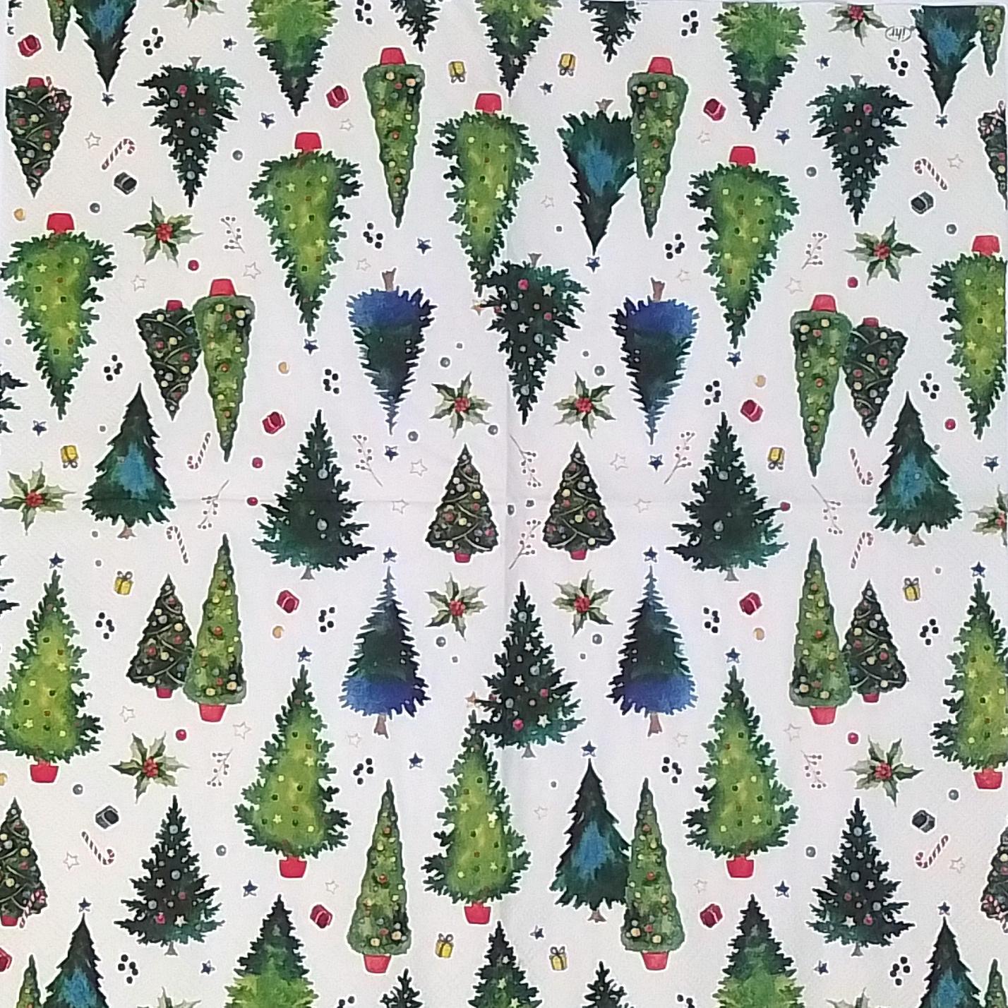 Decoupage Napkins 6.5"- Santa's Wood