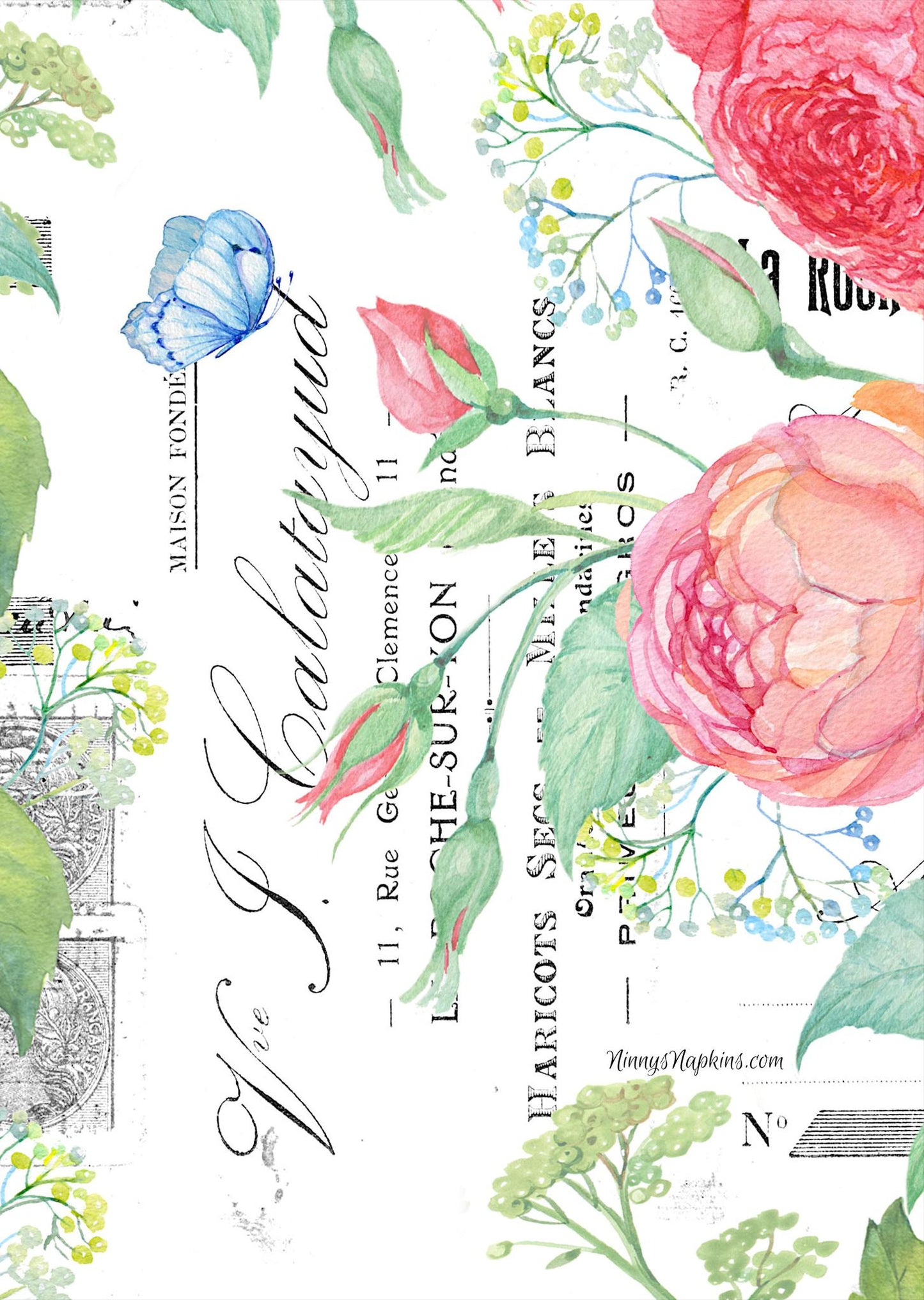 rice paper for decoupage Ninnys Napkins Garden Glory