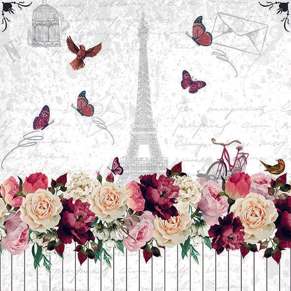 Decoupage Paper Napkins of Paris Flower Wagon