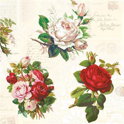Decoupage Napkins | Baskets of Roses | Floral Napkins | Rose Napkins |  Party Napkins | Paper Napkins for Decoupage