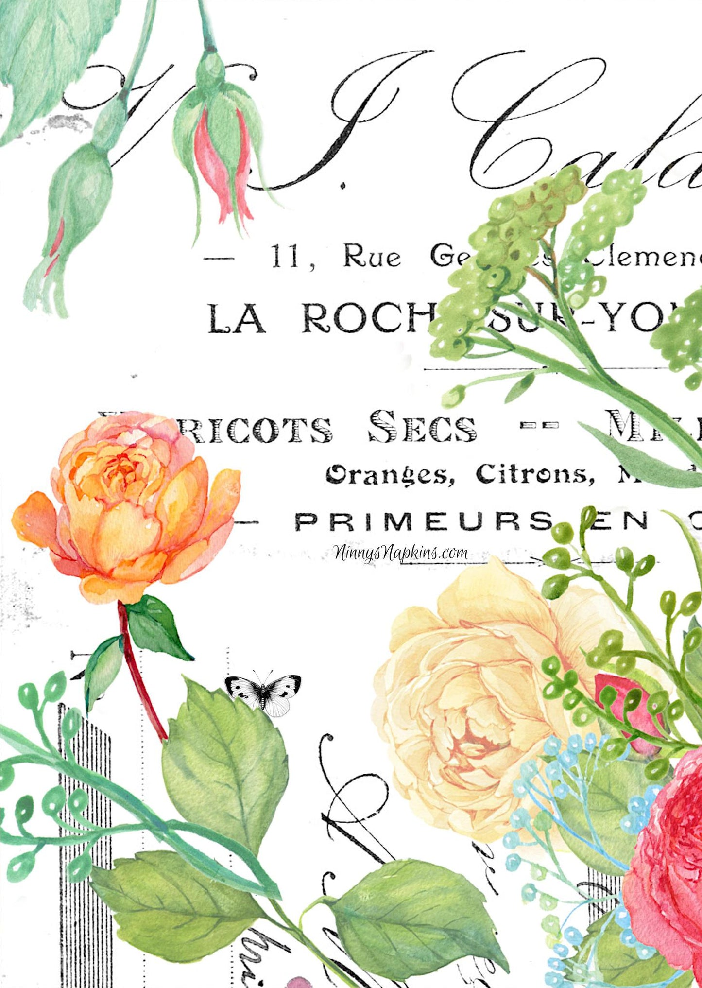 rice paper for decoupage Ninnys Napkins Garden Glory