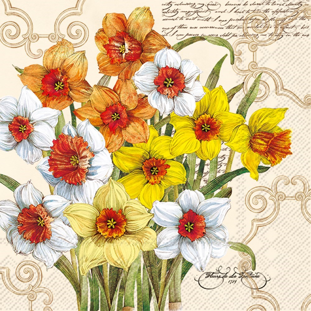Decoupage Napkins 5 (2pcs)- Decorative Daffodil – Ninnys Napkins