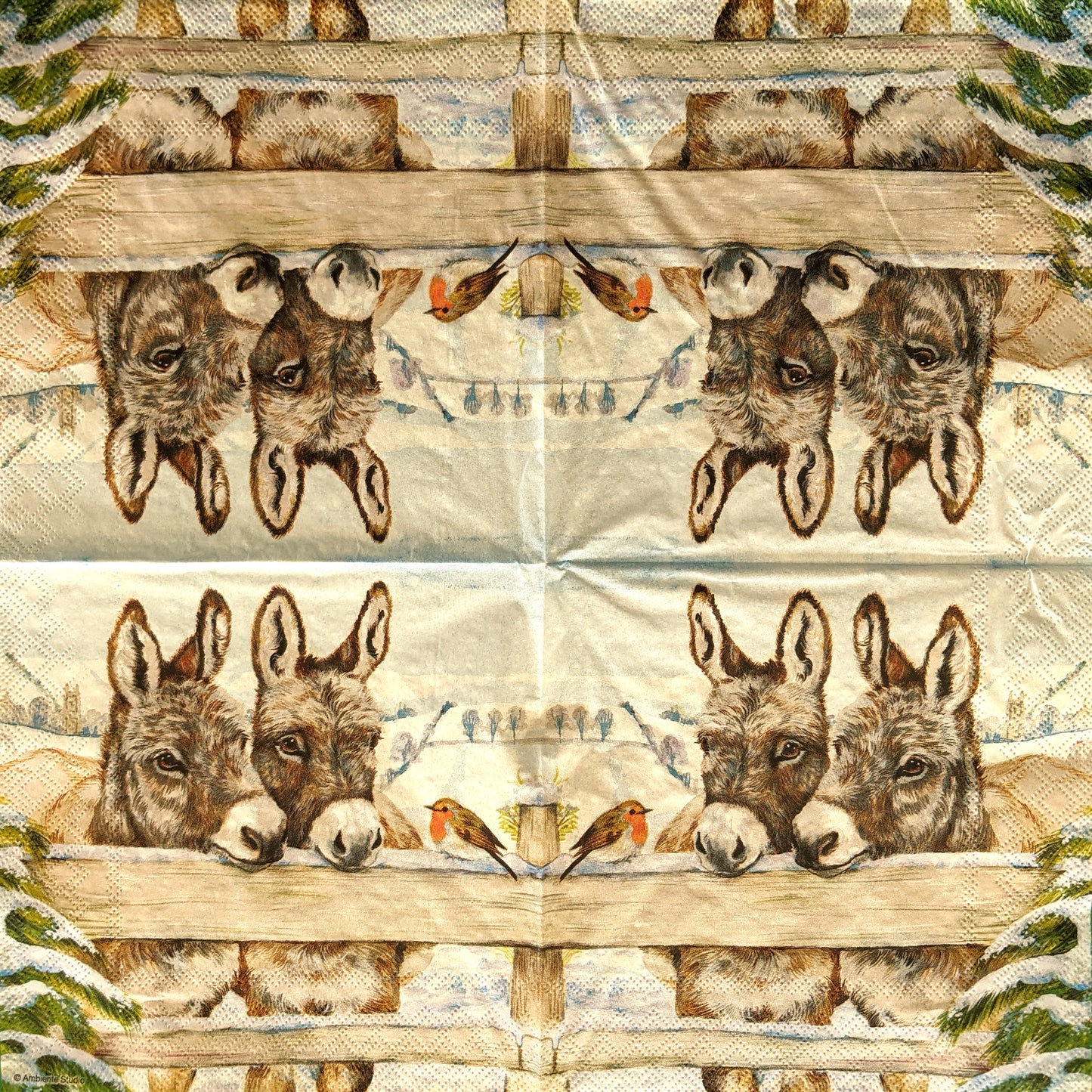 Decoupage Napkins, Lunch 6.5" (2pcs)- Donkeys