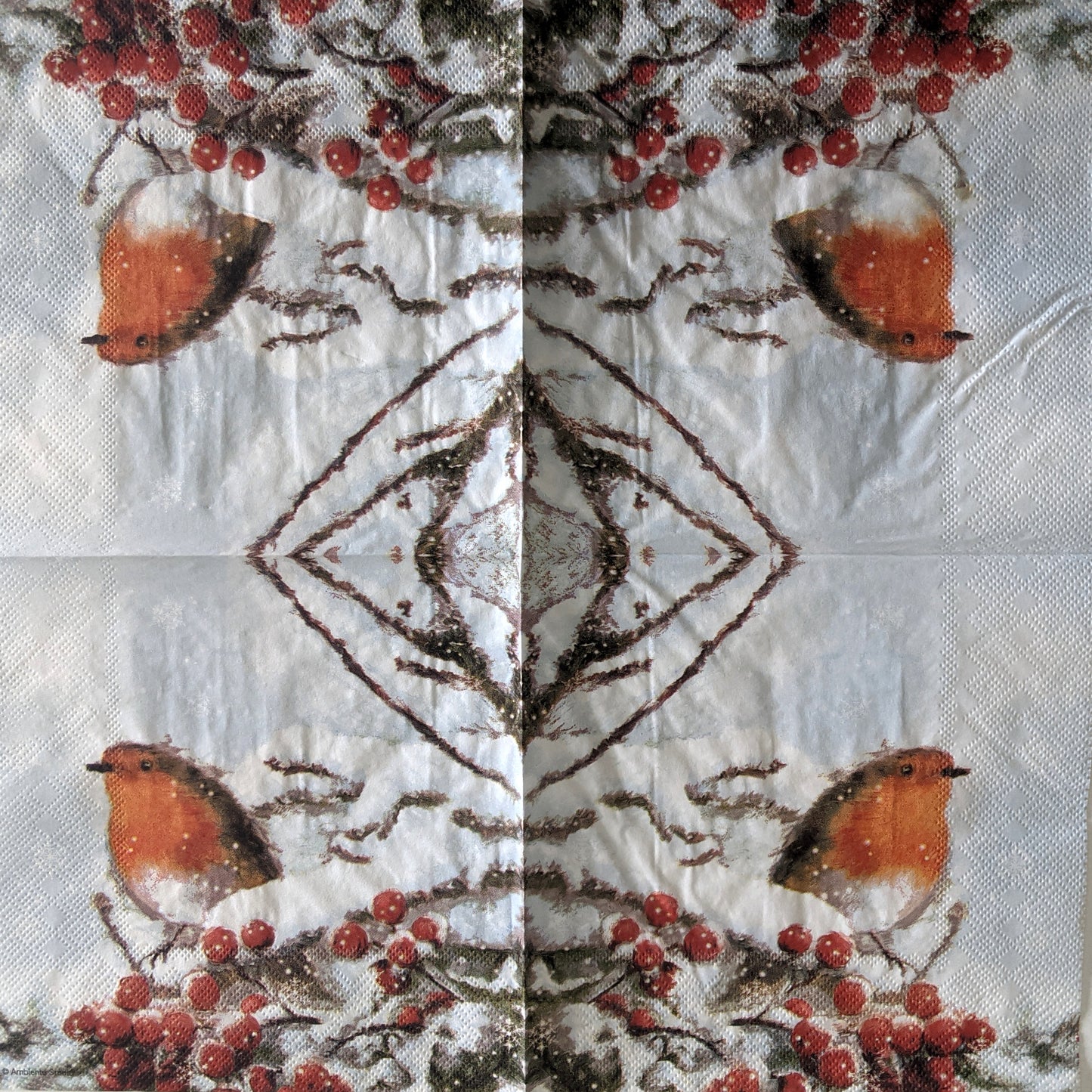 Decoupage Lunch Napkins 6.5" - Robin in Snow