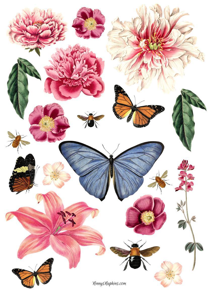 Ninny's Rice Paper A4 - Floral Elements II