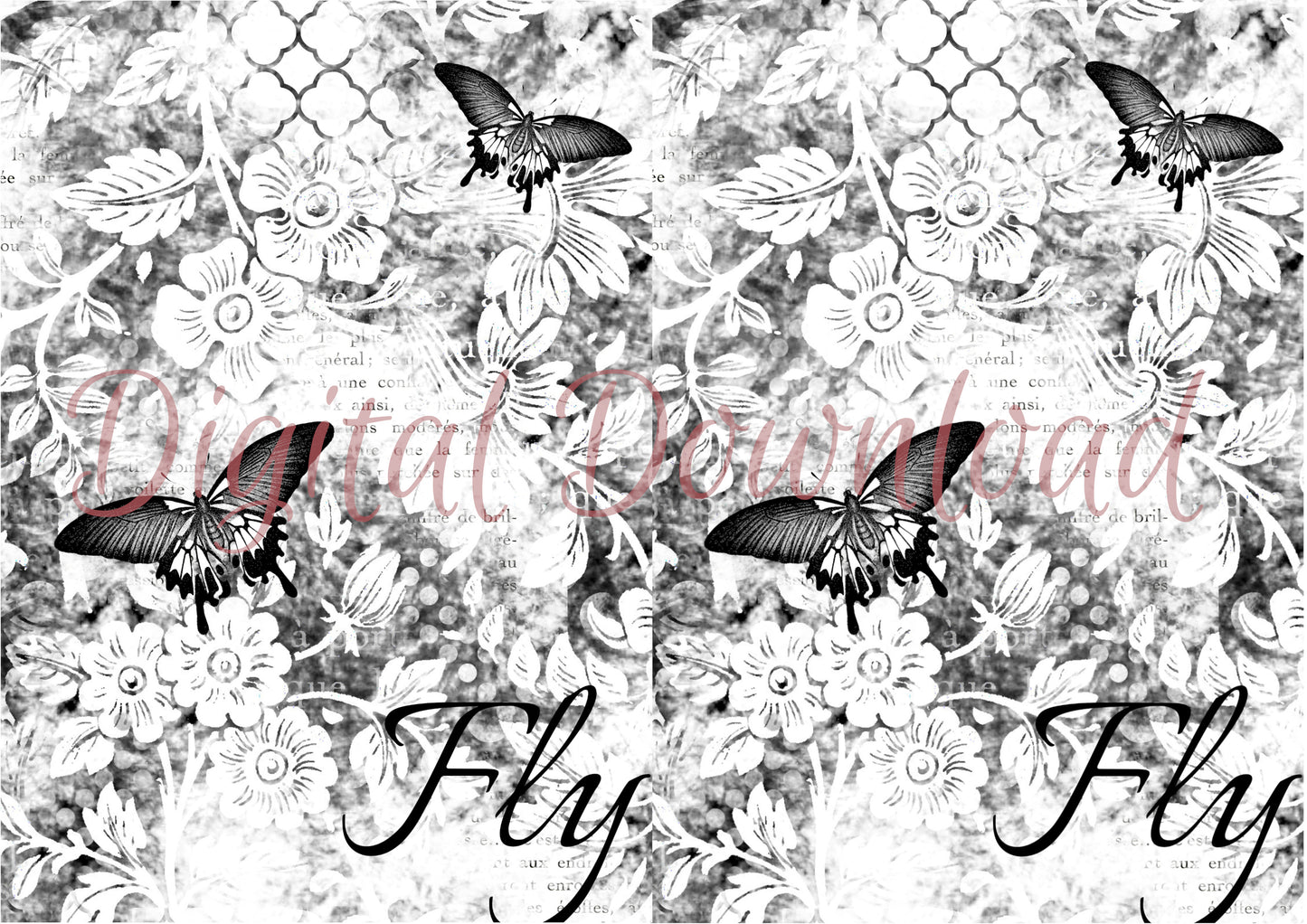 Ninny's Black Butterflies Digital Download A4