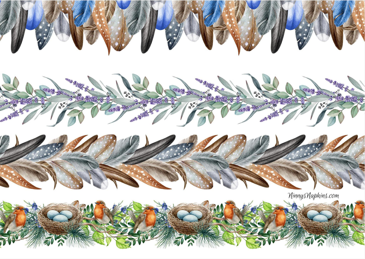 Ninny's Rice Paper A4 - Backyard Bird Borders