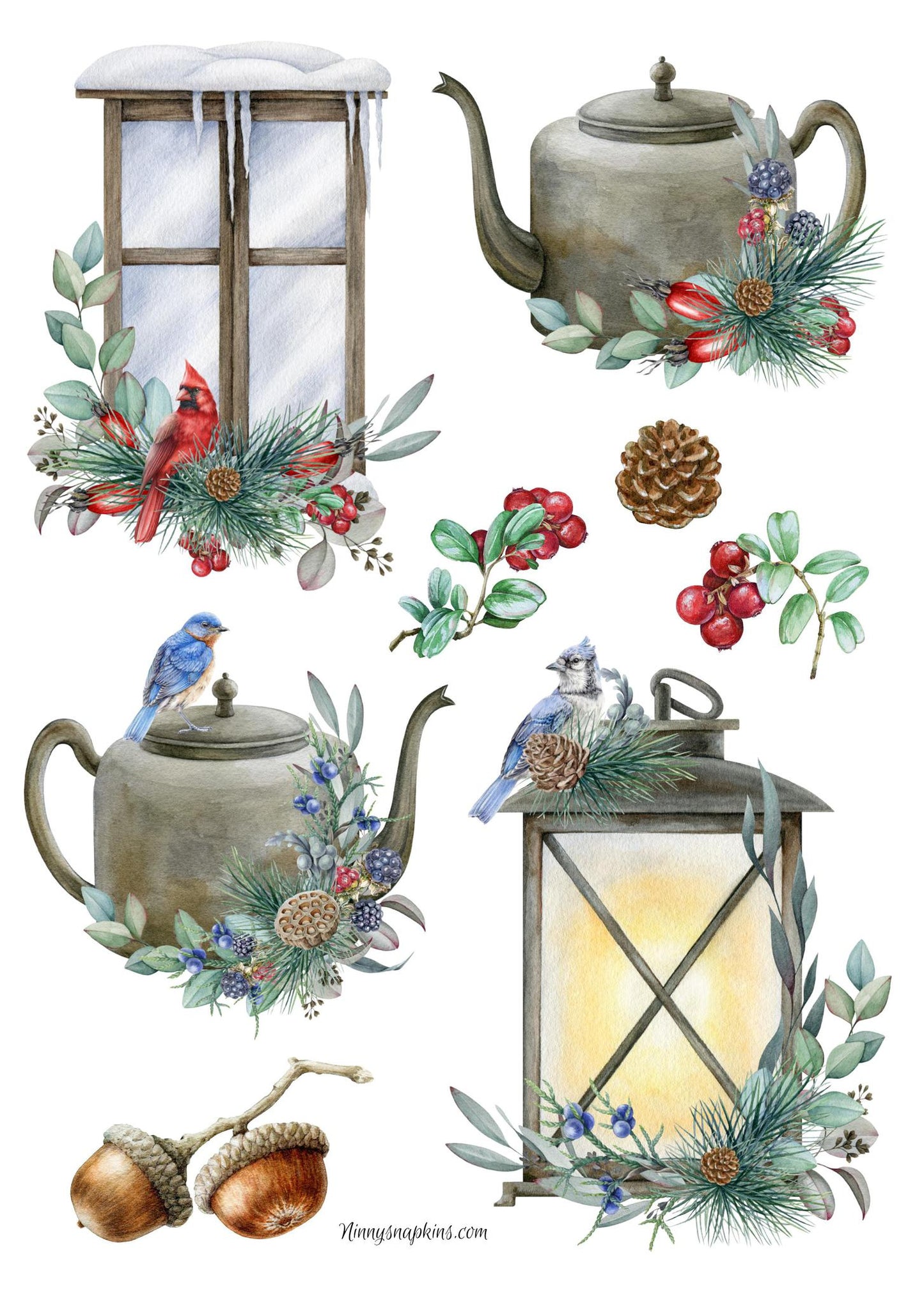 Ninny's Rice Paper A4 - Winter Birds II