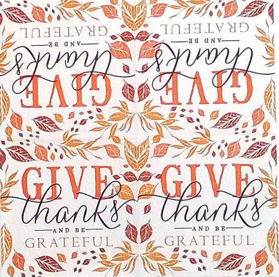 Decoupage Napkins 5"- Give Thanks