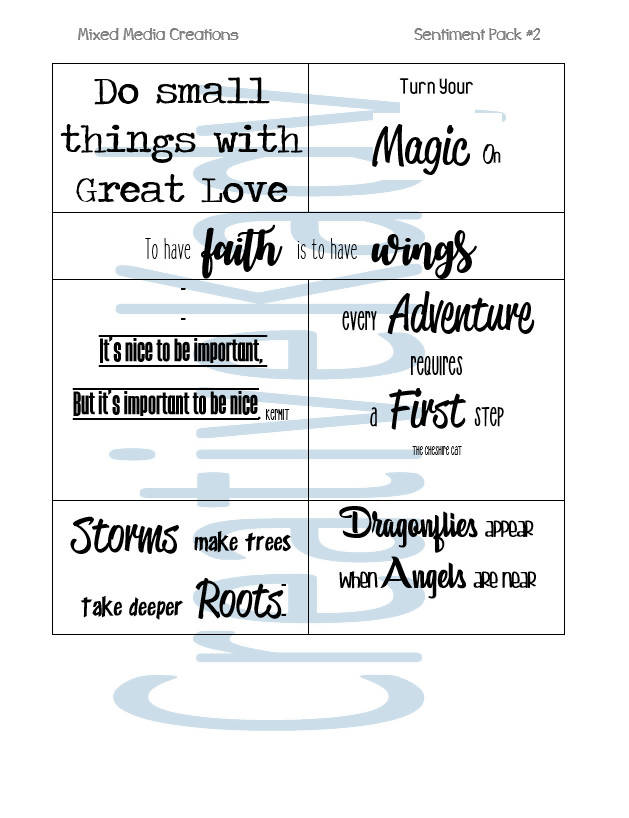 Mixed Media Creations Digital Sentiment Pack - Sentiment Pack #2