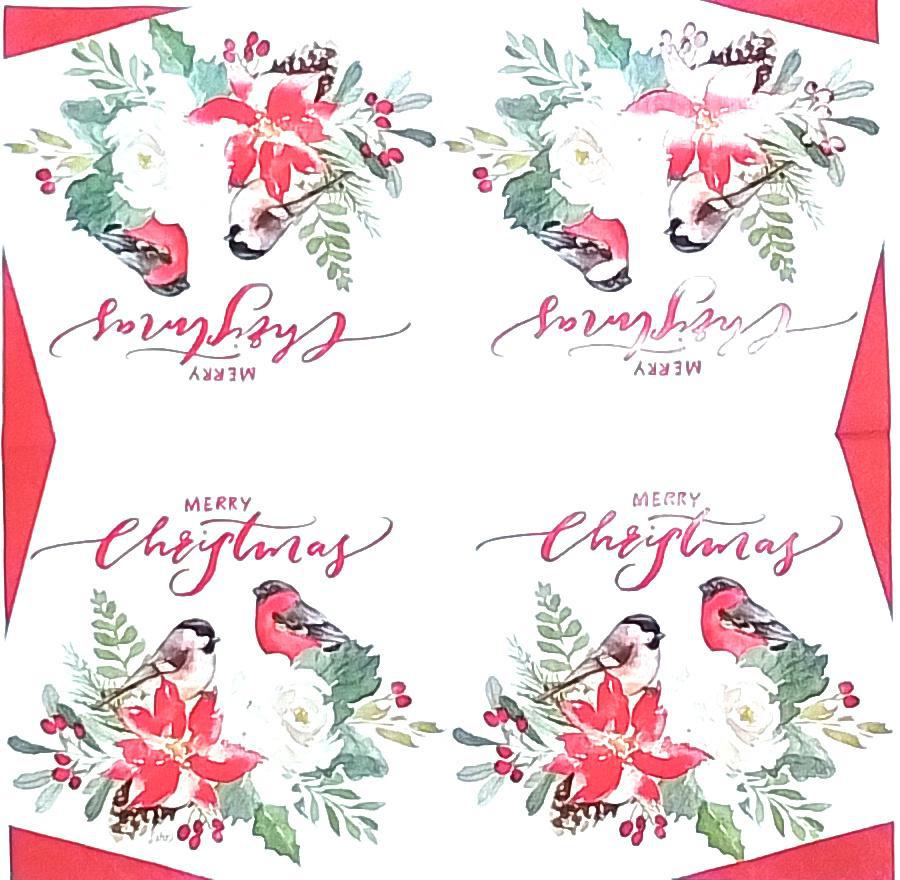 Decoupage Napkins 5" (2pcs)- Ron & Maisie Cream Red