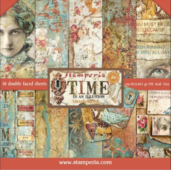 Stamperia 12 Scrapbook Paper Pad Time is an Illusion – Ninnys Napkins