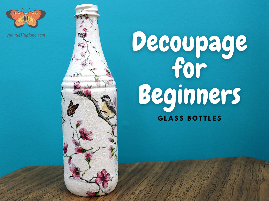 decoupage with napkins for beginners glass bottles