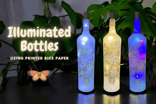 illuminated bottle using rice paper 