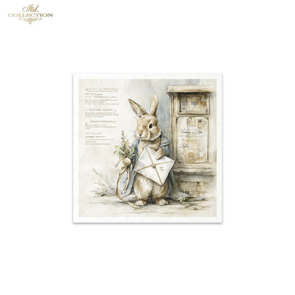 Decoupage Rice Paper Mini Set - Bunnies Getting the Mail