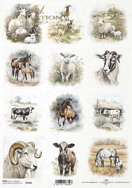 ITD Collection A4 Rice Paper - Farm Animals