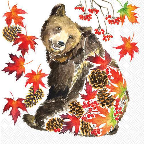 Decoupage Napkins 5" (2pcs)- Fall Bear
