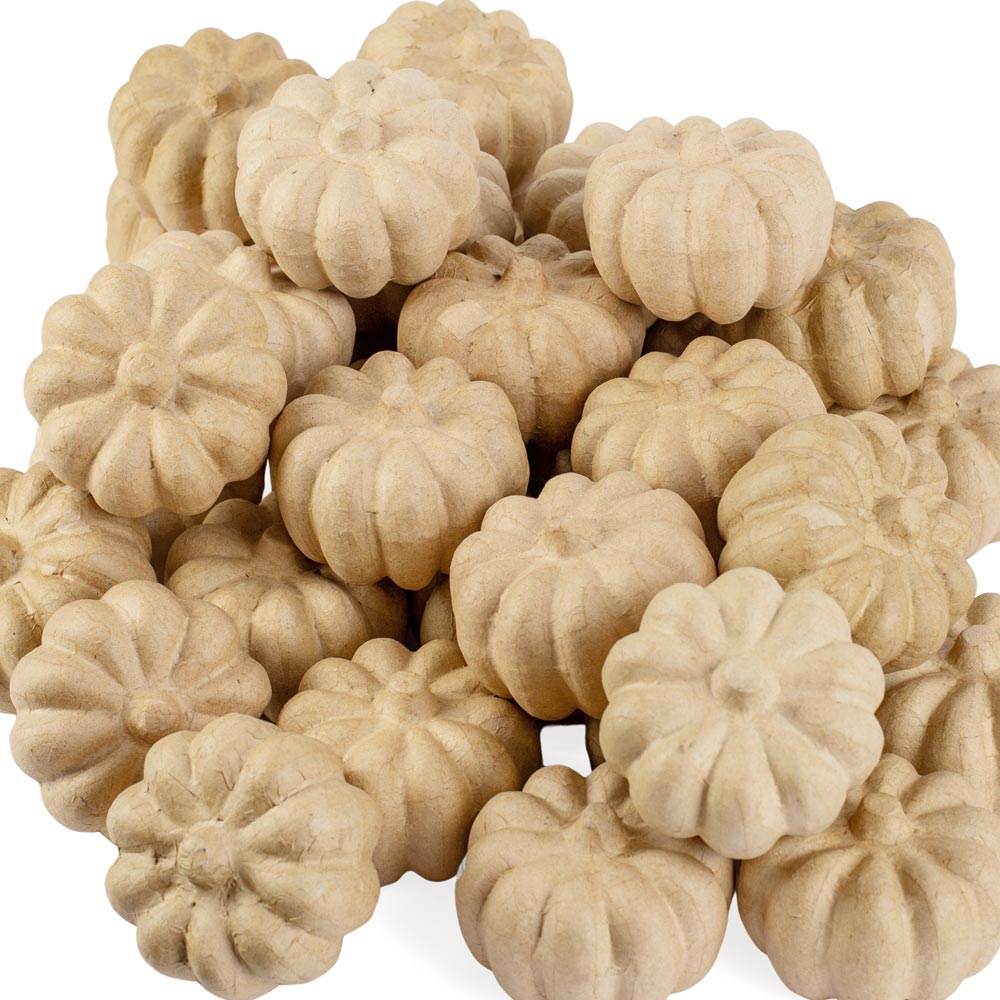 Paper Mache Pumpkin - 2-1/2" H X 3-1/4" W