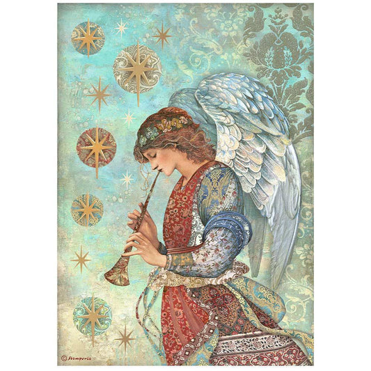 Stamperia Rice Paper A4 - Christmas Greetings Angel