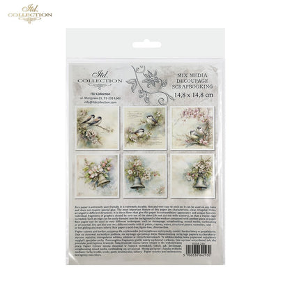 Decoupage Rice Paper Mini Set - Birds and Bells