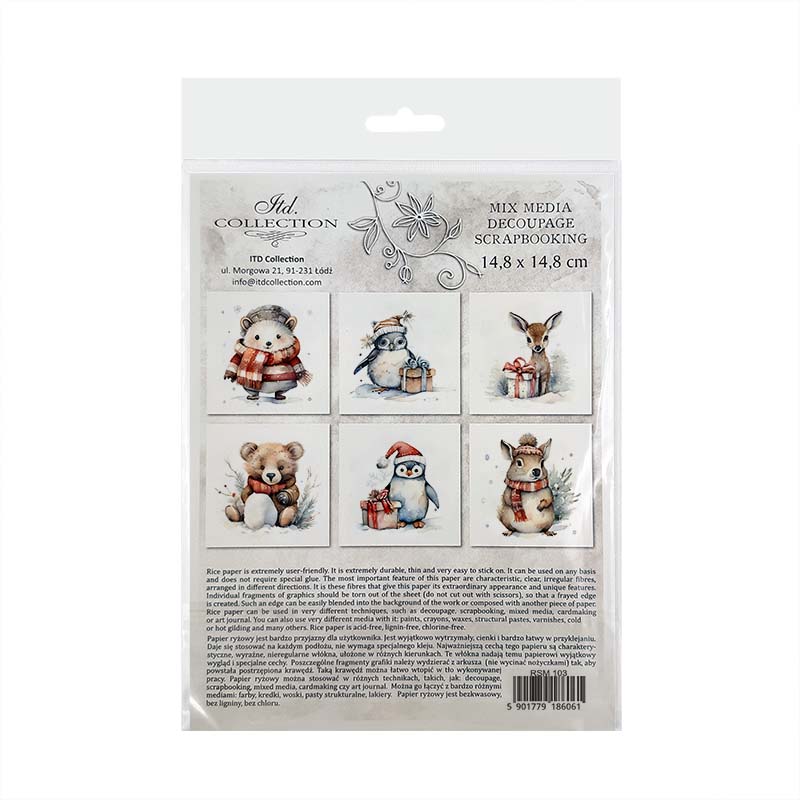 ITD Mini Collection Rice Paper Set - Animals in Winter Costume