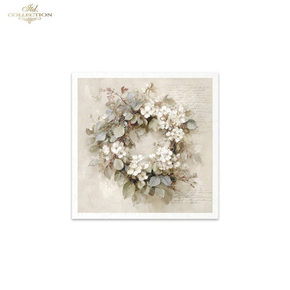 Decoupage Rice Paper Mini Set - White Floral Wreaths