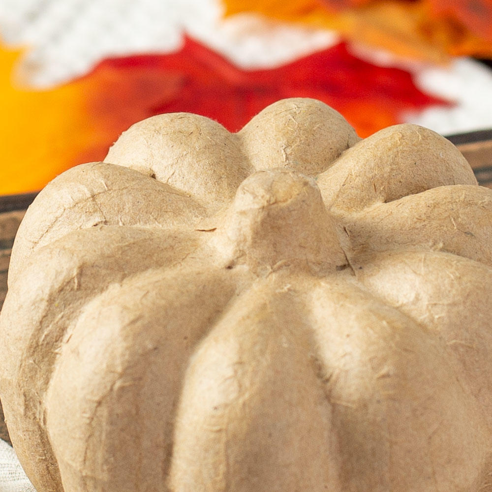 Paper Mache Pumpkin - 2-1/2" H X 3-1/4" W