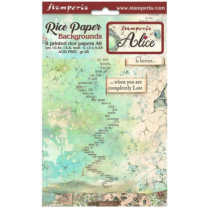 Stamperia Rice Paper A6 Value Pack- Alice Forever