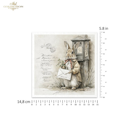 Decoupage Rice Paper Mini Set - Bunnies Getting the Mail