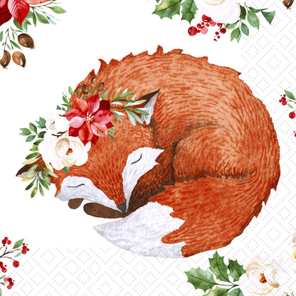 Decoupage Napkins 6.5" - Floral Fox