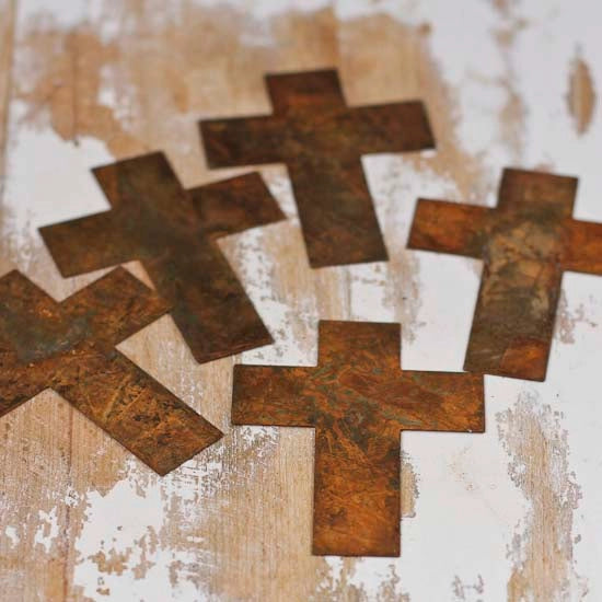 2-1/4" Primitive Rusty Tin Crosses (5 Per Pack)