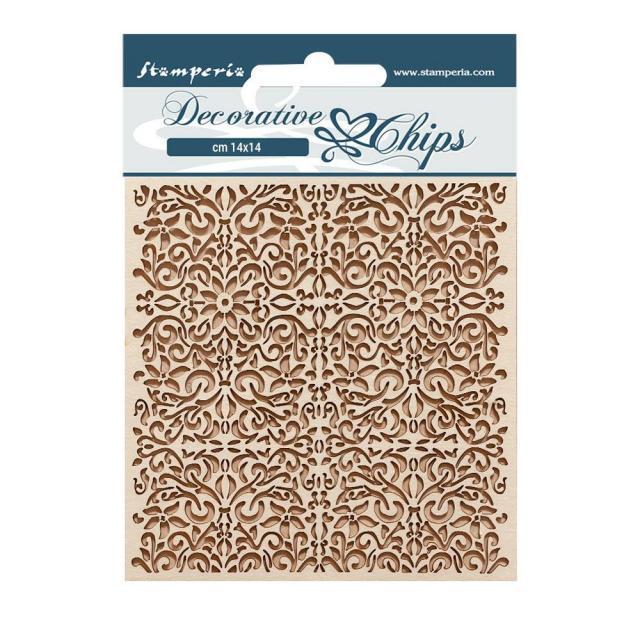 Stamperia 14 x 14 Decorative Chips - Vintage Library Pattern