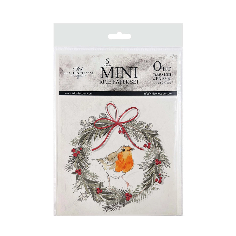 ITD Collection Mini Rice Paper Set - Christmas Wreaths, Bird