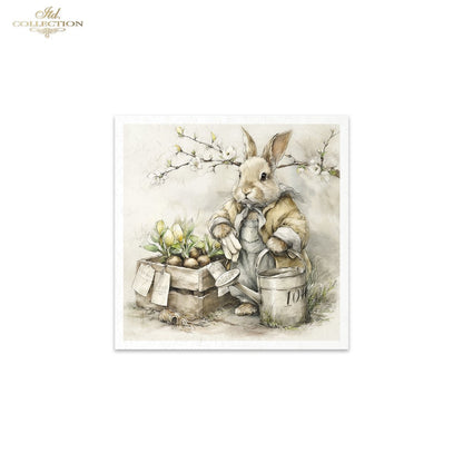 Decoupage Rice Paper Mini Set - Bunnies Gardening