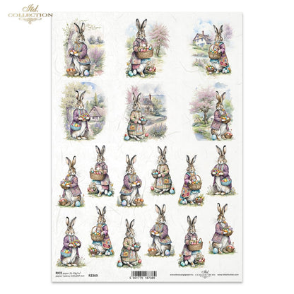 Decoupage Rice Paper - Easter Bunnies III