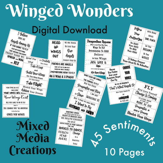 Mixed Media Creations Digital Sentiment Pack - Winged Wonders