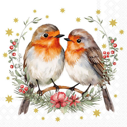 Decoupage Napkins 6.5" (2pcs)- Couple of Robins