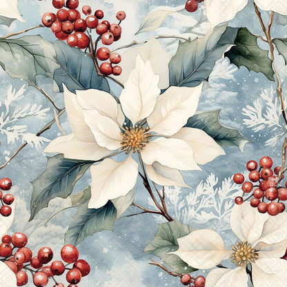Decoupage Napkins 6.5" (2pcs)- Winter Poinsettia