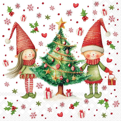 Decoupage Napkins 6.5" (2pcs)- Elves by the Tree