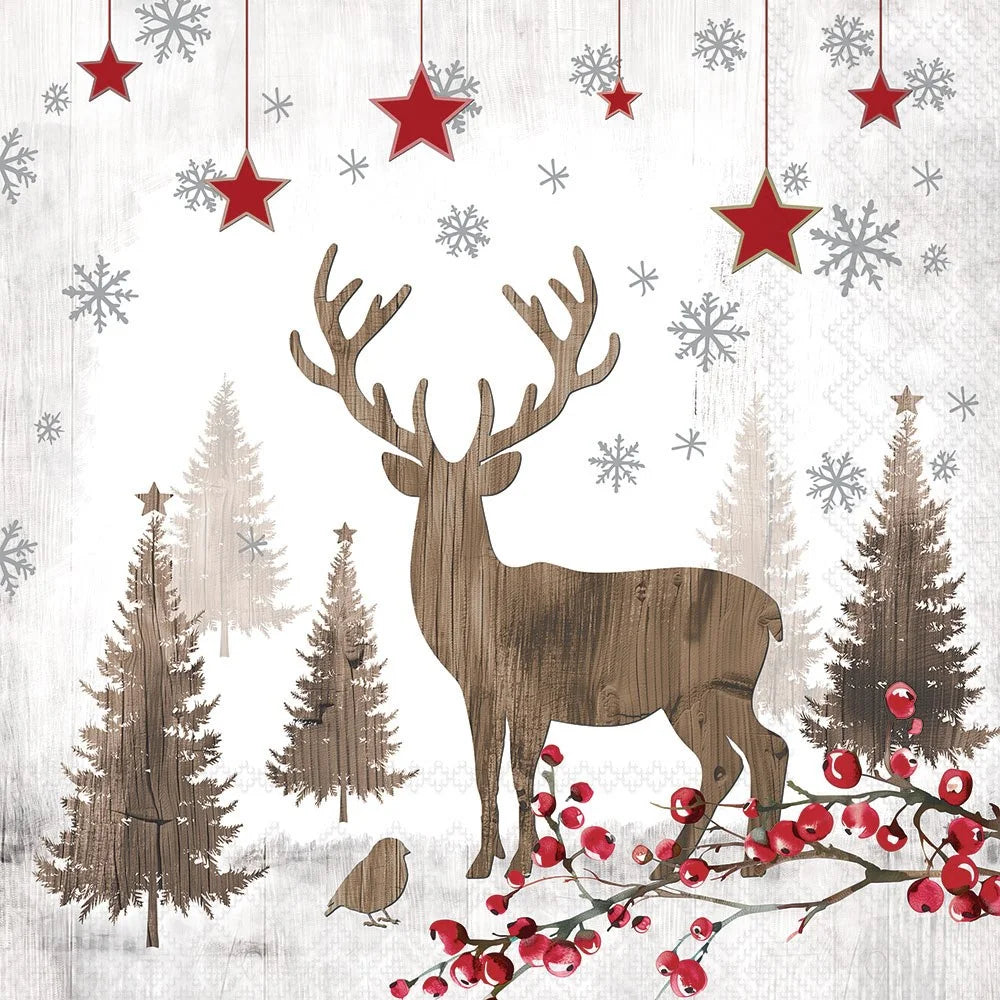 Decoupage Napkins 6.5" (2pcs)- Wooden Deer