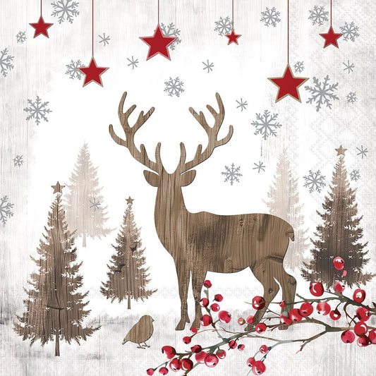 Decoupage Napkins 6.5" (2pcs)- Wooden Deer
