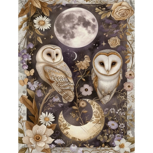 Decoupage Rice Paper Set of 6 - Forest Owls
