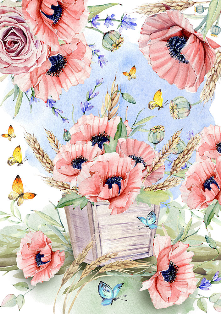 Decoupage Rice Paper A4 - Papaver Meadow