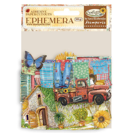 Stamperia Adhesive Ephemera - Sunflower Art, Elements and Sunflowers