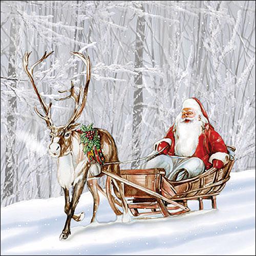 Decoupage Napkins 6.5" - Santa in Snowy Forest
