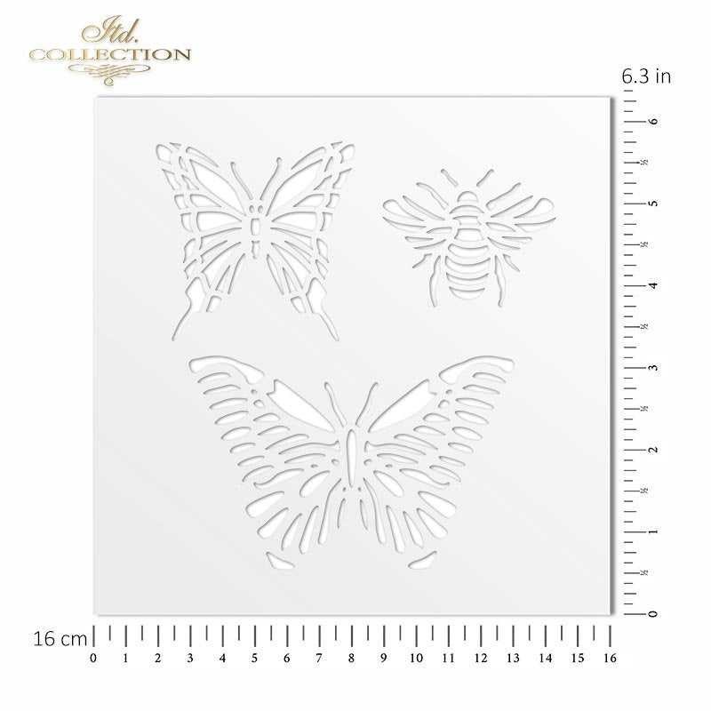 6" Transparent Stencil - Butterflies and Bee
