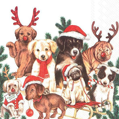 Decoupage Napkin Value Bundle - Christmas Dogs