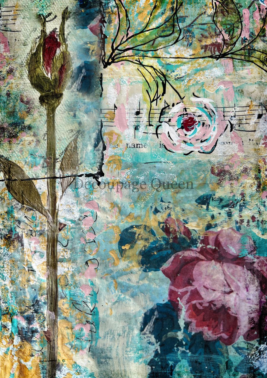 Decoupage Queen Sweet and Sassy Blue Journal Page Rice Paper