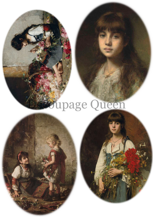 Decoupage Queen Dainty and the Queen Alexei Harlamoff Paintings Rice Paper