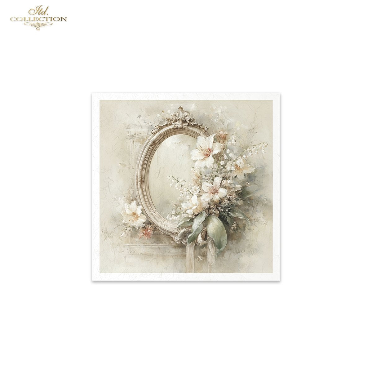 Decoupage Rice Paper Mini Set - White Florals and Mirrors
